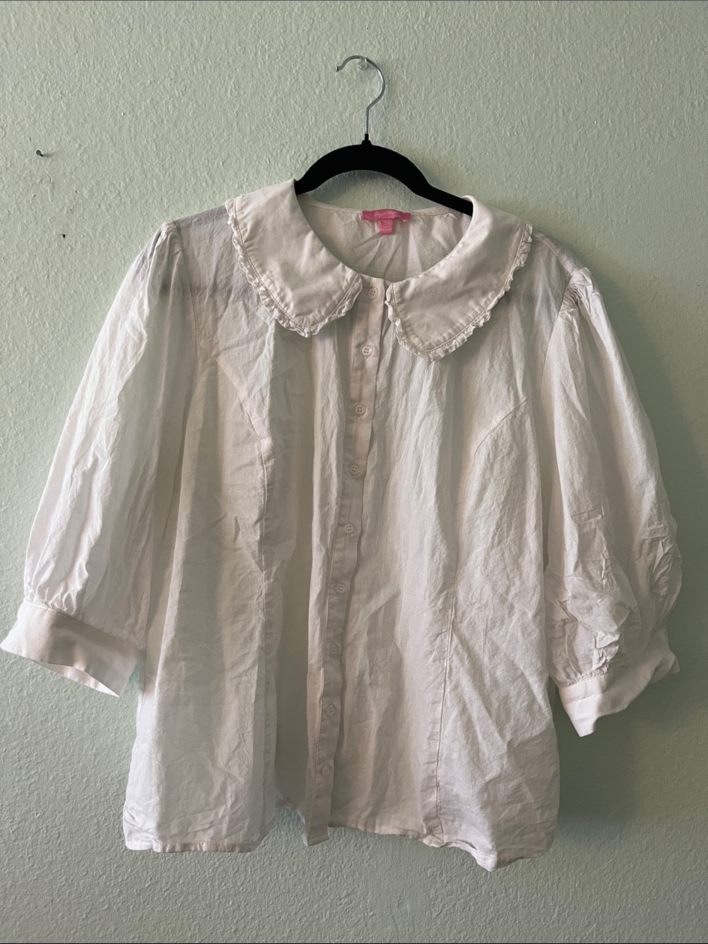 Sugar Thrillz White Button-up Short Sleeved Blouse